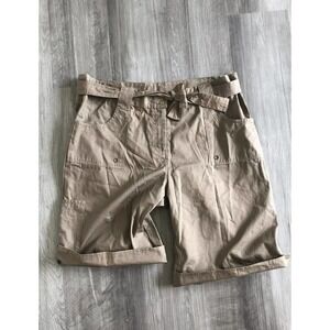 Weekend Traffic Brown Bermuda Shorts Sz 16 Tie Belt Cotton M9